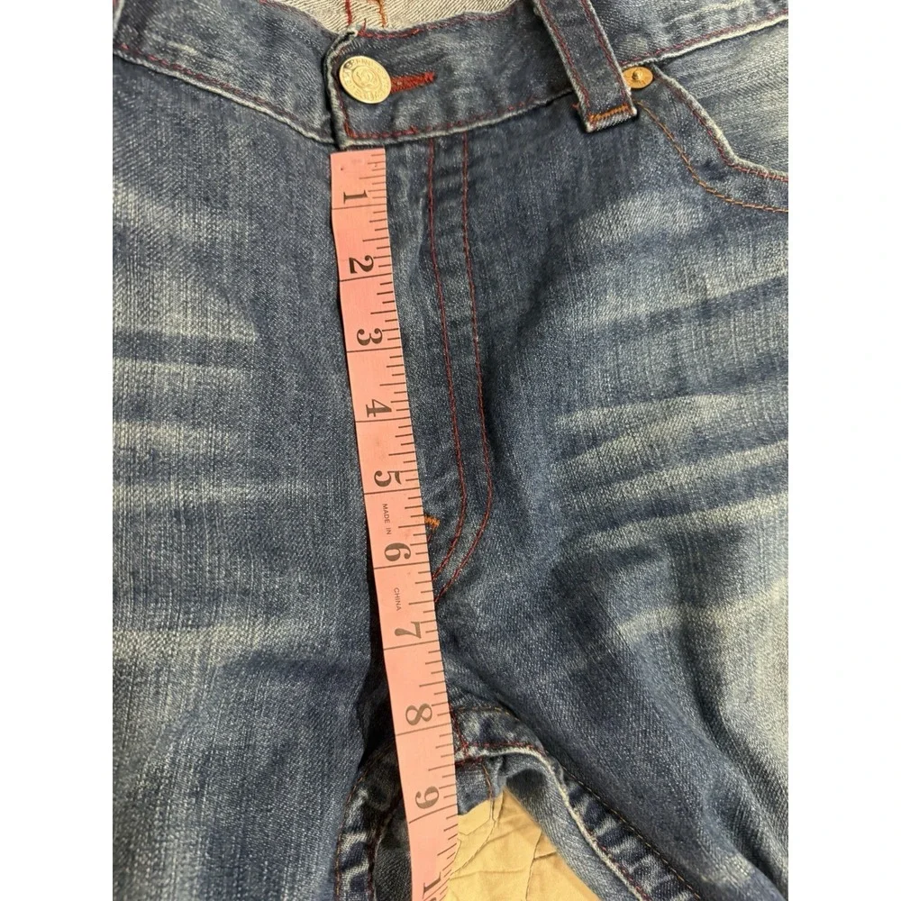True Religion Mens Blue Jeans Tag Size 42 Distressed Pocket Flaps World Tour